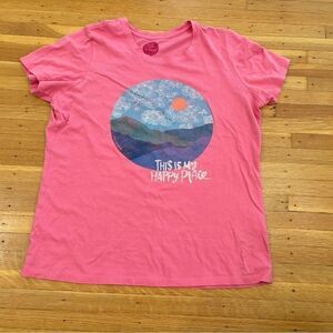 Life is Good This is My Happy Place pink short sleeve tee shirt